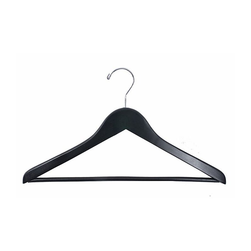 Nahanco Flat Concave Wood Clothes Hangers, Black, 100/Pack (8217CH) image 1