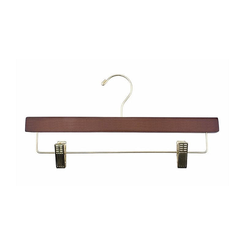 Nahanco 14" Wood Ladies' Flat Skirt/Slack Hanger, Walnut, 100/Box (82-14RCGH) image 1