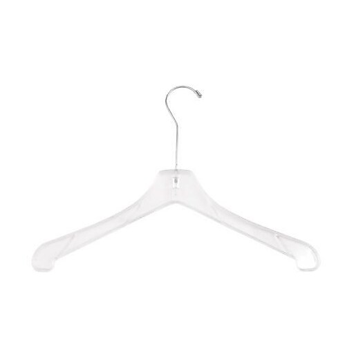 NAHANCO Plastic Heavy Weight Coat Hanger, Long Hook, Clear, 100/Pack