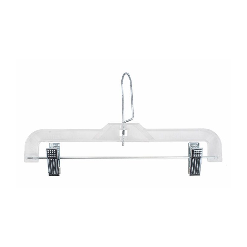 Nahanco 12" Plastic Skirt/Slack Hanger With Coordinate Attachment and Metal Clips, Clear, 100/Box (612RC) image 1