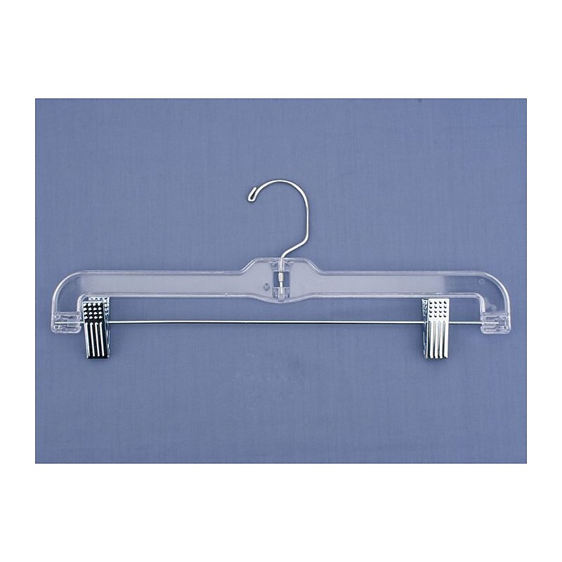 NAHANCO Plastic Jumbo Weight Skirt/Slack Hanger With Metal Clips, Clear, 100/Pack image 1