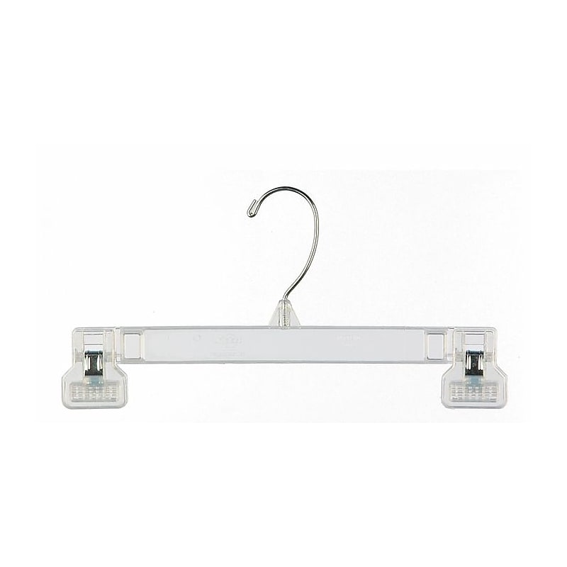 Nahanco 10" Plastic Pinch Grip Skirt/Slack Bottom Hanger, Swivel Hook, Clear, 200/Pack (6010) image 1