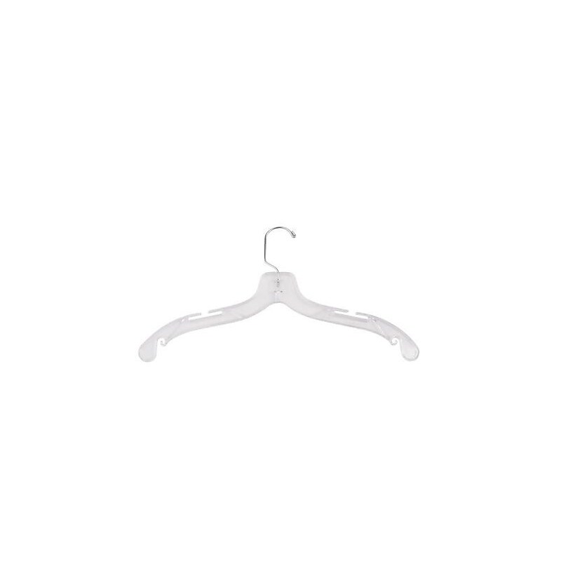 NAHANCO 17" Plastic Medium Heavy Weight Dress Hanger, Clear, 100/Pack image 1