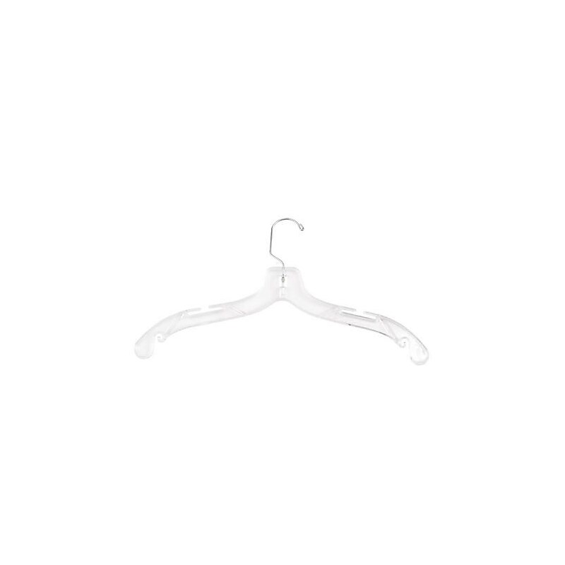 NAHANCO 17" Plastic Heavy Weight Dress Hanger, Chrome Hook, Clear, 100/Pack (500) image 1