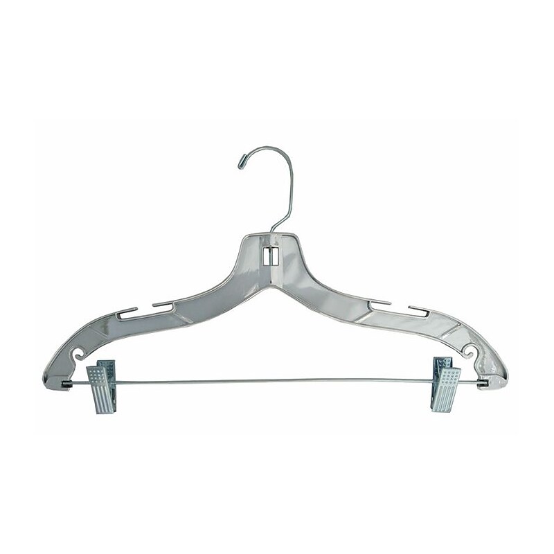 NAHANCO Plastic Heavy Weight Suit Hanger, Gold Hook, Silver, 100/Pack image 1