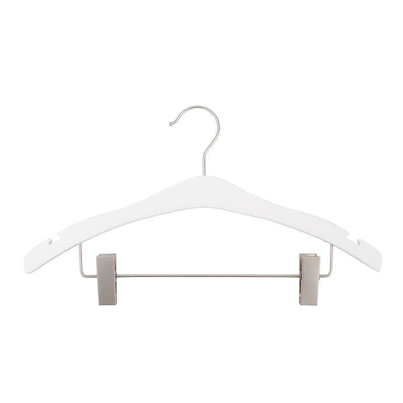 NAHANCO 17" Wood Signature Suit Hanger, Low Gloss White, 100/Pack (30117RC) image 1