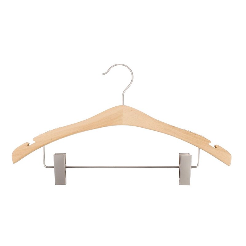 NAHANCO 17" Wood Signature Suit Hanger, Low Gloss Natural, 100/Pack (30017RC) image 1
