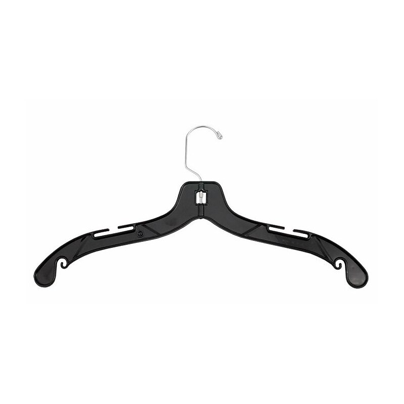 NAHANCO 19" Plastic Heavy Weight Dress Hanger, Black, 100/Pack image 1