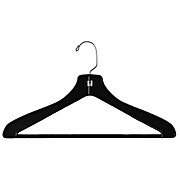 NAHANCO 17" Plastic Flat One-Piece Suit Hanger, Black, 100/Pack
