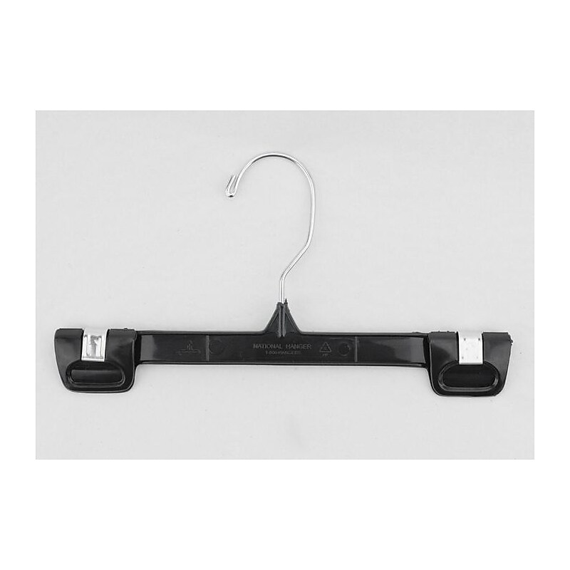 NAHANCO 10" Plastic Snap Grip Skirt/Slack Hanger, Chrome Hook, Black, 200/Pack (2686-10) image 1