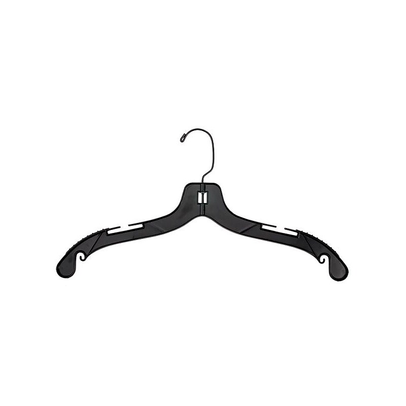 NAHANCO 17" Plastic Middle Heavy Weight Top Hanger, Black Hook, Black, 100/Pack (2505BHMG) image 1