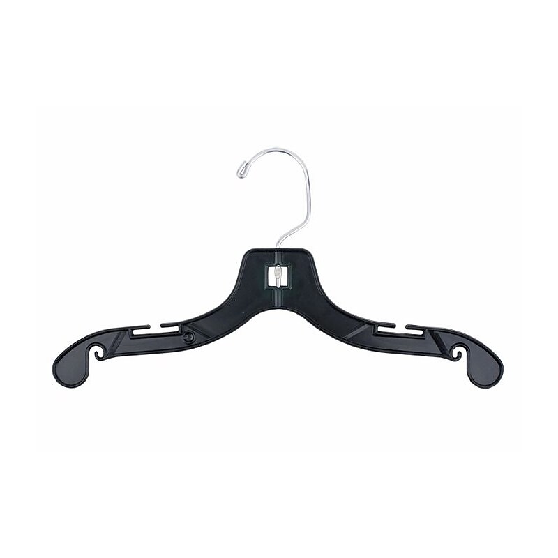 NAHANCO 12" Plastic Super Heavy Weight Dress Hanger, Black, 100/Pack (2412) image 1