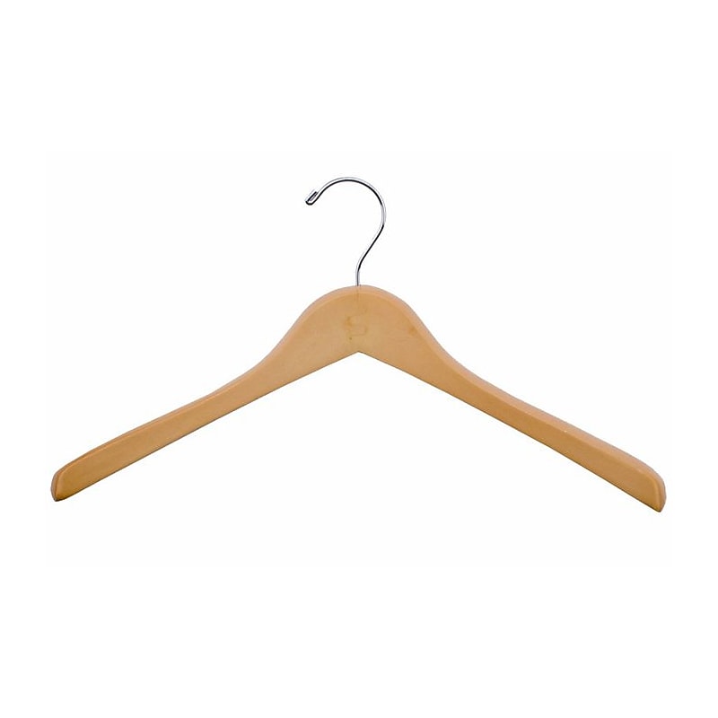 Nahanco Extra Thick Concave Wood Clothes Hangers, Natural Waxed, 40/Pack (2317CH) image 1