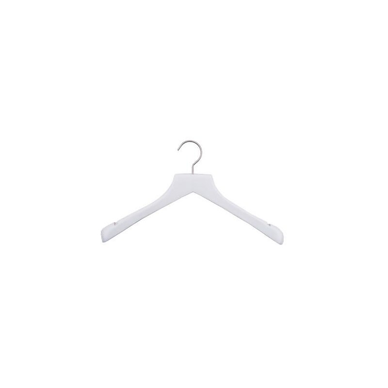 NAHANCO 17" Wood Concave Jacket Hanger, Brushed Chrome Hook, Low Gloss White, 24/Pack image 1