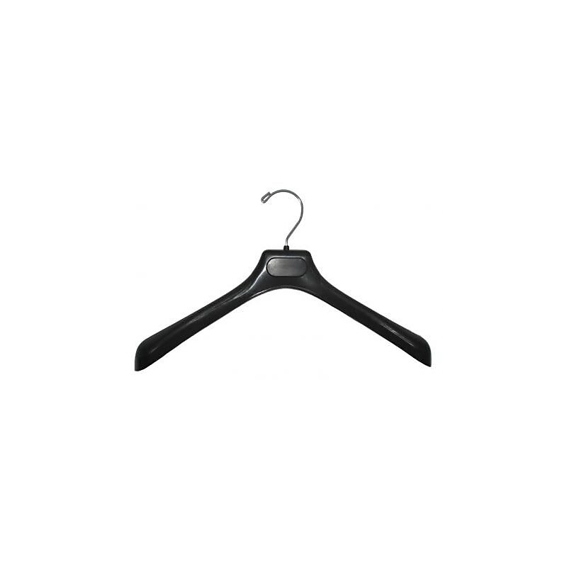 NAHANCO 19" Plastic Concave Wide Shouldered Jacket Hanger, Chrome Hook, Black, 50/Pack (2293) image 1