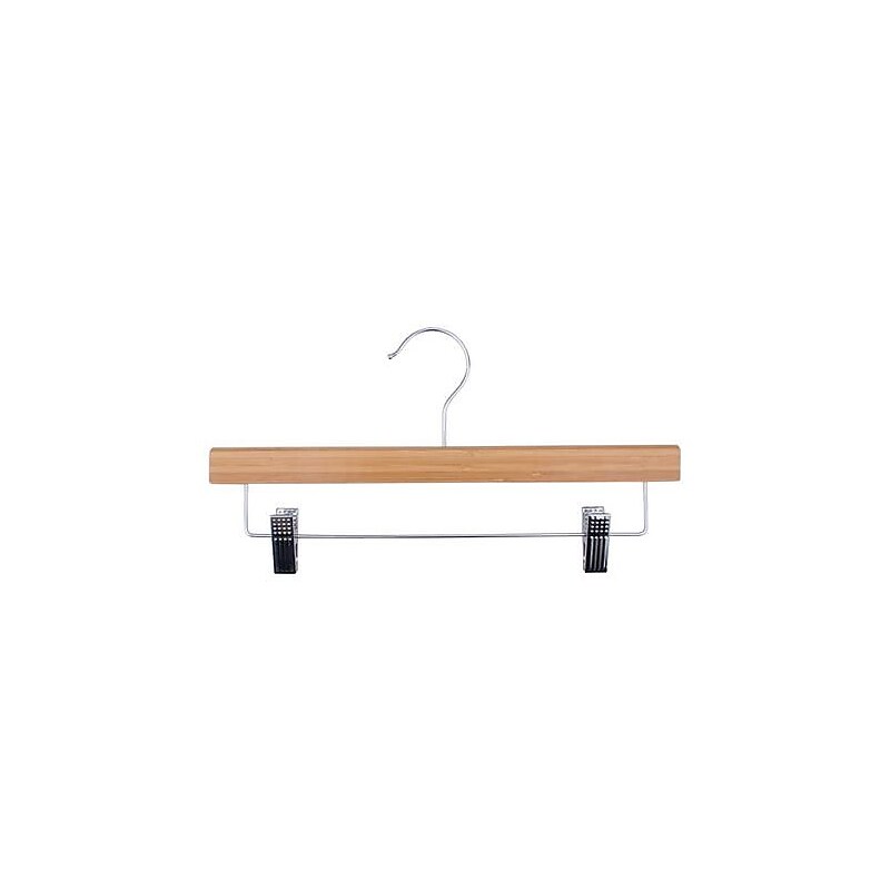 NAHANCO 14" Bamboo Pant Hanger, Chrome Hook, 50/Pack (21414RC) image 1