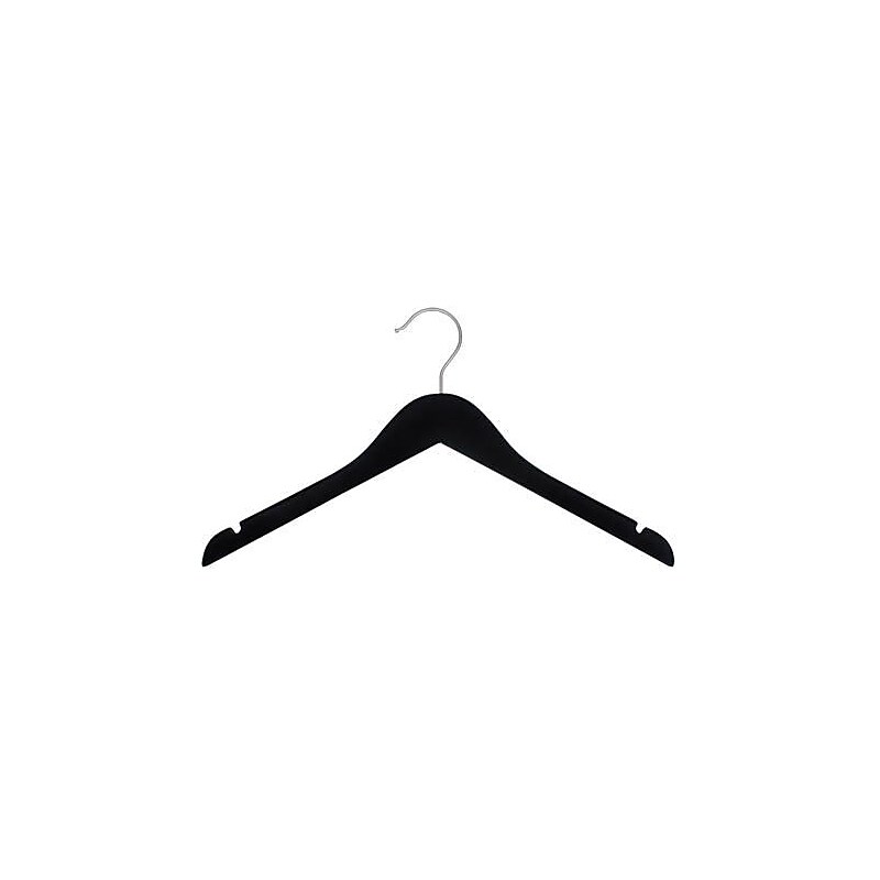 Nahanco 17" Rubber Coated Wood Flat Top Hanger, Black, 100/Pack (20817) image 1