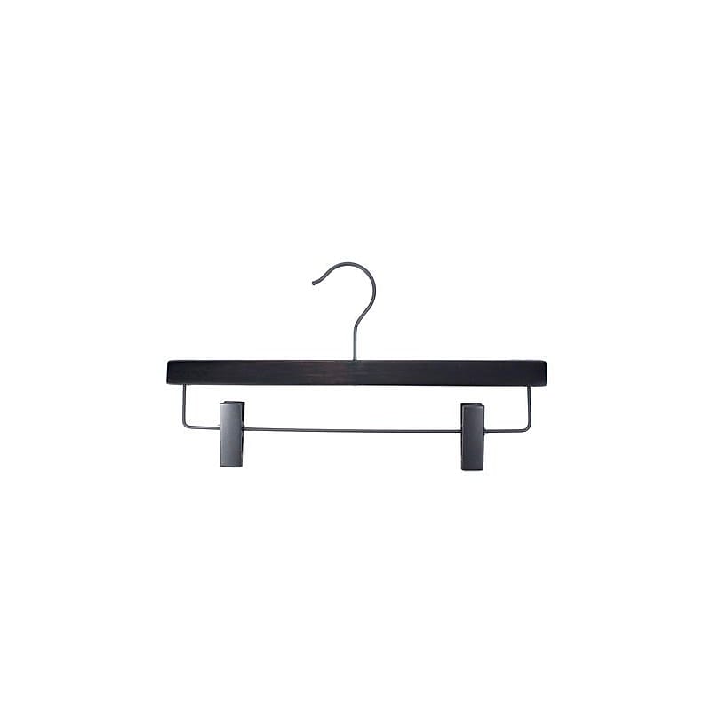 Nahanco 14" Flat Wood Skirt/Slack Hanger With Clips, Low Gloss Espresso, 100/Box (20714RC) image 1