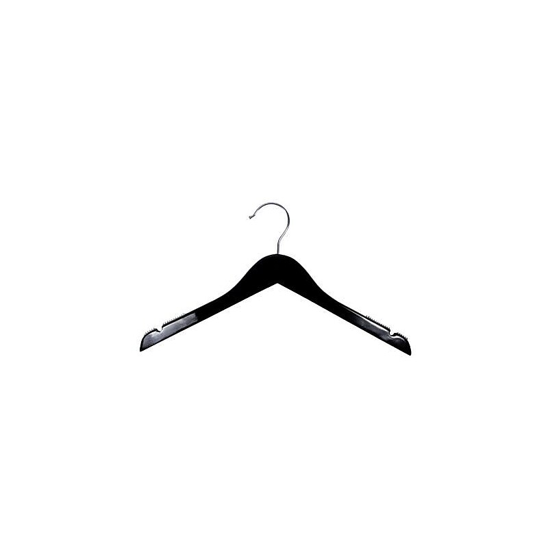 Nahanco 17" Wood Flat Top Hanger, High Gloss Black, 100/Pack (20417) image 1