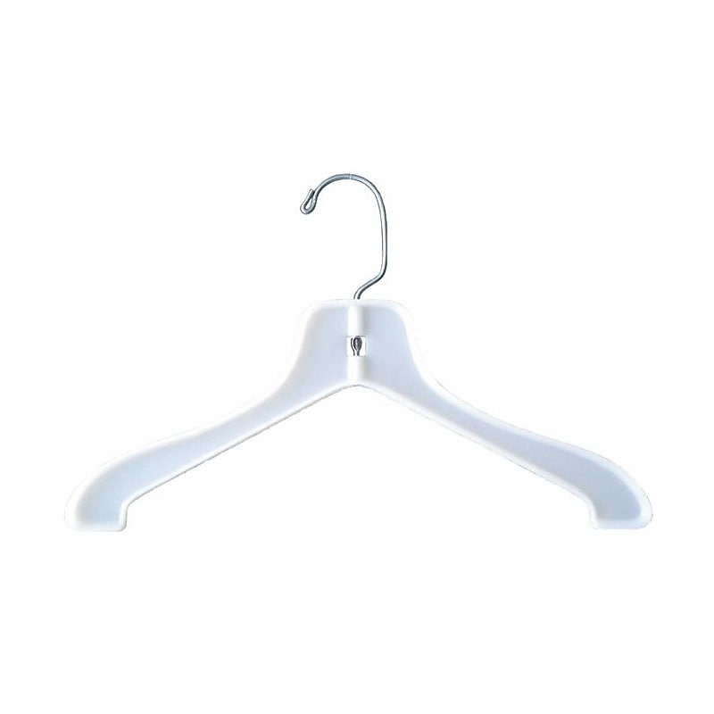 Nahanco 14" Plastic Hi-Impact Coat Hanger, White, 100/Carton (1714) image 1