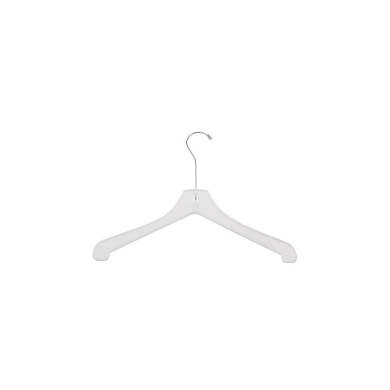 NAHANCO Plastic Hi-Impact Heavy Weight Coat Hanger, Long Hook, White, 100/Pack image 1