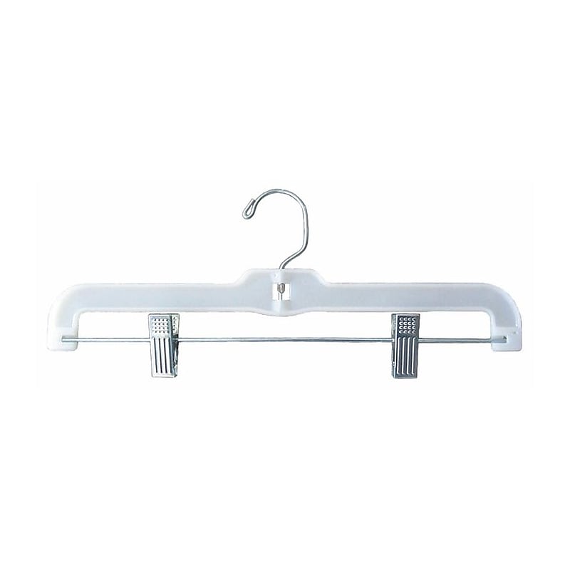 Nahanco Plastic Hi-Impact Jumbo Weight Skirt/Slack Hanger With Metal Clips, White, 100/Box (1602RC) image 1