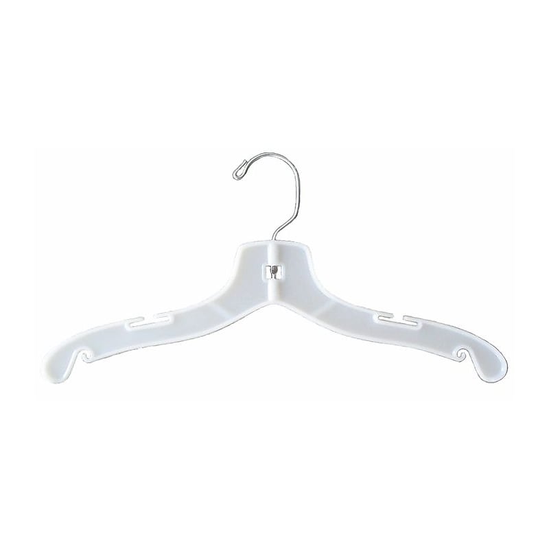 Nahanco 14" Plastic Hi-Impact Junior Dress Hanger, White, 100/Carton (1414) image 1