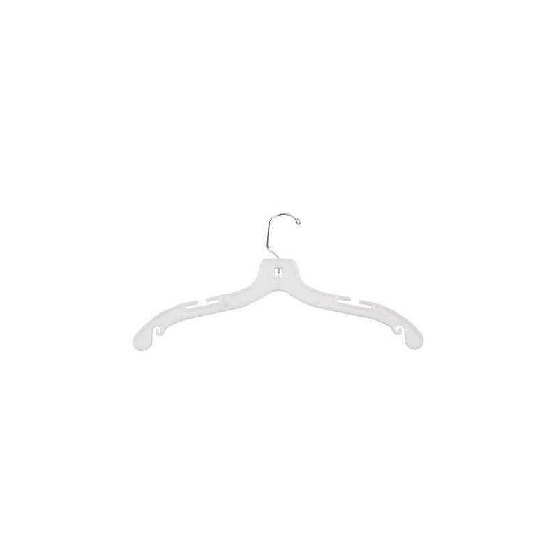 NAHANCO 17" Plastic Hi-Impact Jumbo Weight Dress Hanger, Chrome Hook, White, 100/Pack (1405) image 1