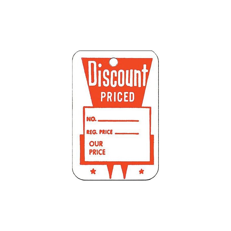 Nahanco 1 7/8" Strung Discount Priced Tag, Red/White, 1000/Carton (346S) image 1