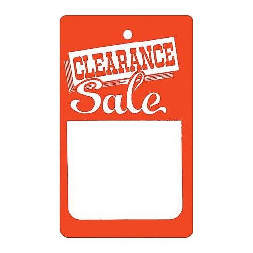 NAHANCO 1 3/4" x 2 7/8" Unstrung Clearance Tag, Red/White, 1000/Pack ...