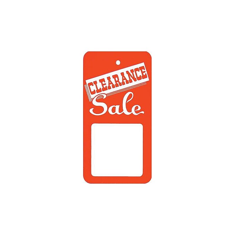 Nahanco 3 1/2" Unstrung Clearance Tag, Red/White, 1000/Carton (641) image 1