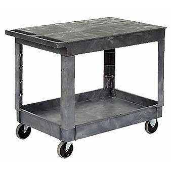 Nahanco 2-Shelf Plastic/Poly Mobile Utility Cart with Lockable Wheels, Gray (RUB452500)