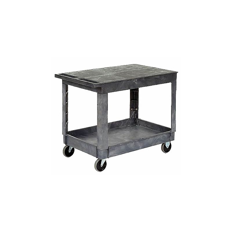 Nahanco 2-Shelf Plastic/Poly Mobile Utility Cart with Lockable Wheels, Gray (RUB452500) image 1