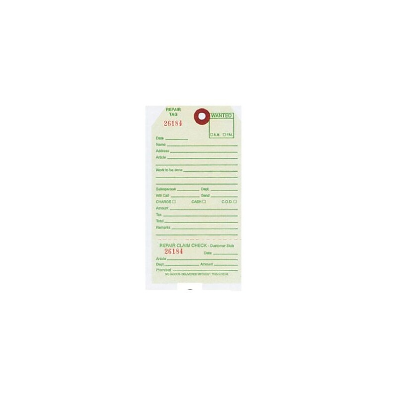 Nahanco 3 1/8" x 6 1/4" One Sided Strung Repair Tag, 500/Pack image 1