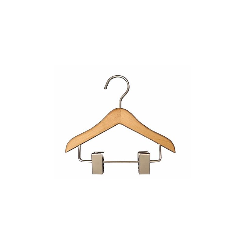NAHANCO 6" Wood Mini Hanger With Clips, Chrome Hook, 100/Pack (MINI6RC) image 1
