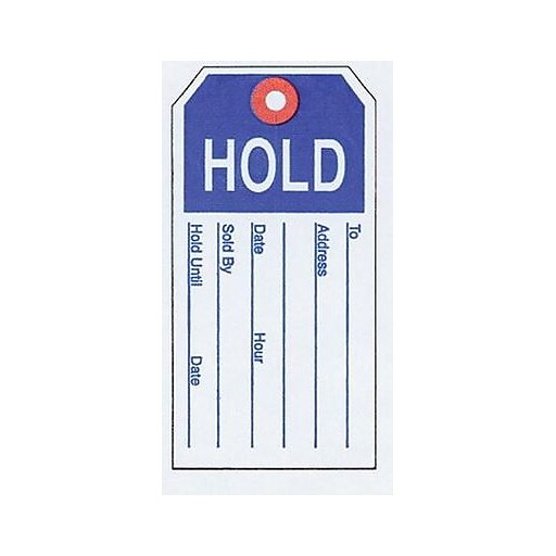Hold Tag, Blue/White, 2 3/8" x 4 3/4" at Staples