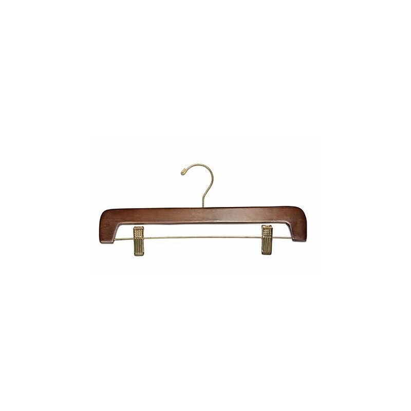 NAHANCO 14" Wood Flat Bottom Hanger, Gold Hook, Walnut, 100/Pack image 1