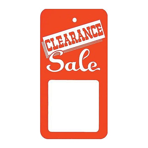 NAHANCO 1 7/8" x 3 1/2" Large Strung Clearance Tag, Red/White, 1000