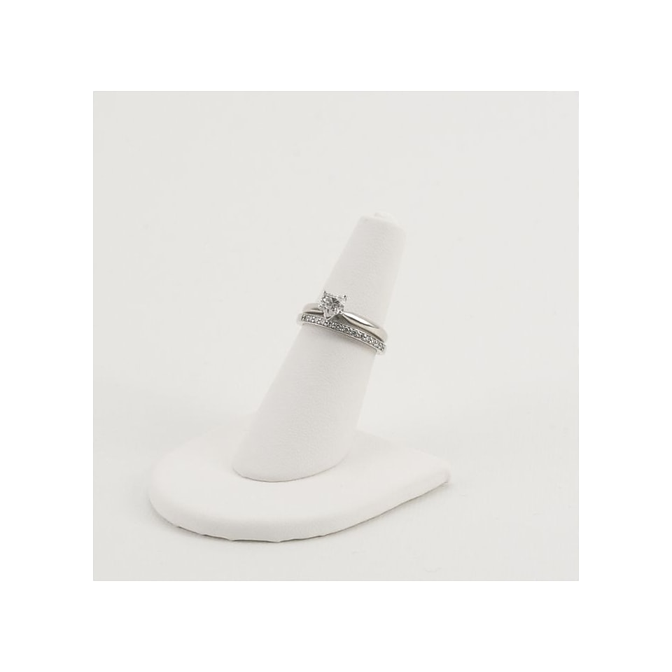 Leatherette Single Finger Ring Display, White