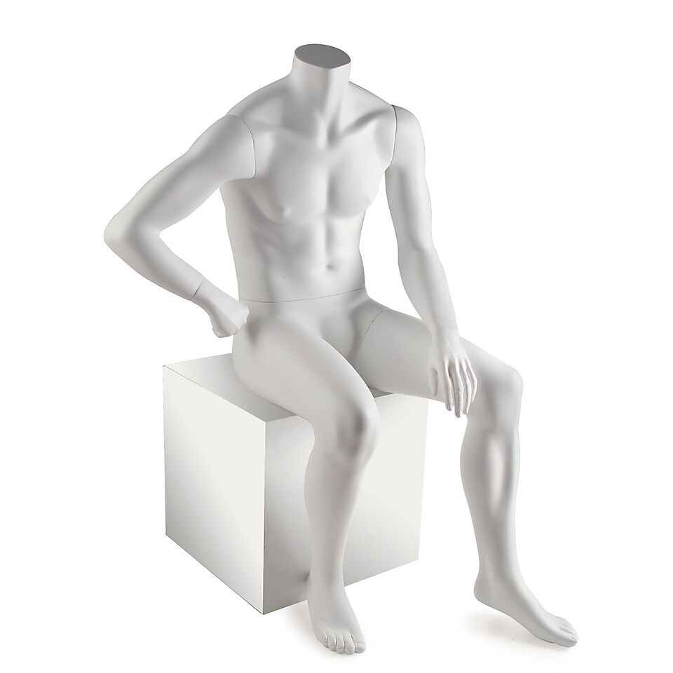 Econoco EAM5 HL Edgar Headless Male Mannequin, Seated, True White