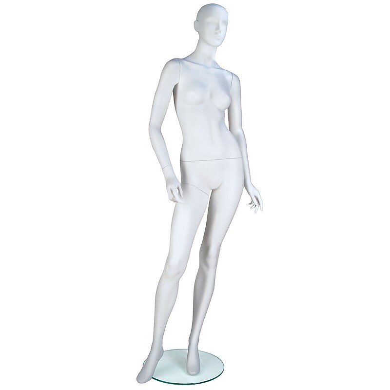 Econoco EVE-3H EVE Abstract Head Female Mannequin, Arms Bent/Turned at Waist, True White image 1