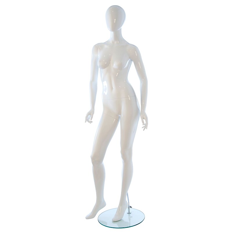 Econoco EVE-3H-OV-HG EVE Oval Head Female Mannequin, Arms Bent/Turned at Waist/Right Leg Forward, Gloss White image 1