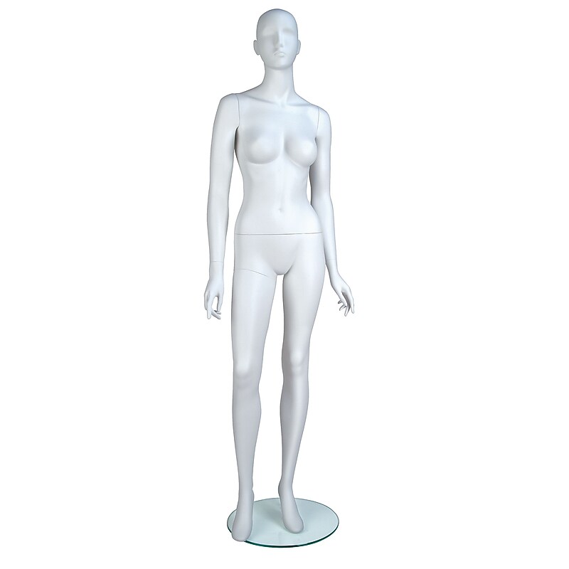 Econoco EVE-4H EVE Abstract Head Female Mannequin, Arms by Side/Turned at Waist, True White image 1