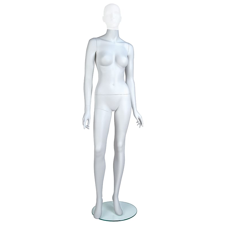 Econoco EVE-4H-OV EVE Oval Head Female Mannequin, Arms by Side/Right Leg Slightly Forward, True White image 1