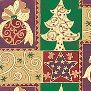 Shamrock 24"W Elegant Christmas Gift Wrap, Burgundy Red/Green/Gold/Purple