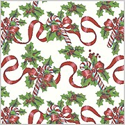 Shamrock 24"W Red Ribbons and Canes Gift Wrap, White/Red