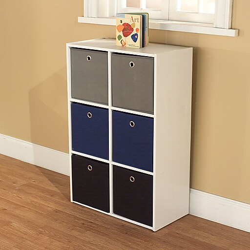 Shop Staples For Tms Wood White Storage Case With 6 Fabric Bins
