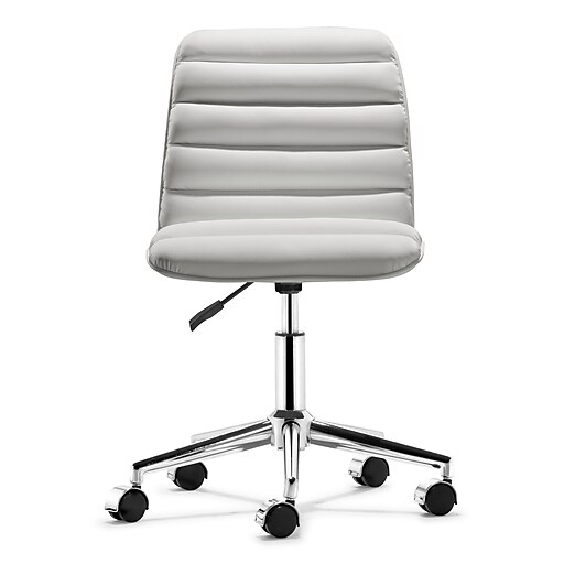 Zuo Admire Leather Computer and Desk Office Chair, Armless, White