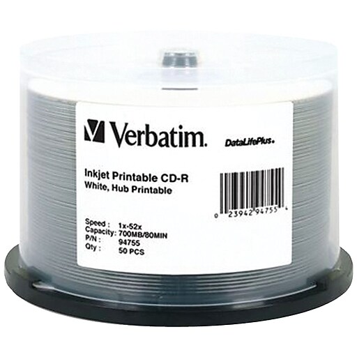Verbatim VTM94755 700 MB CD-R Spindle, 50/Pack | Staples
