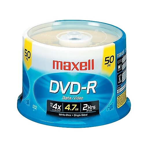 Maxell MXLDVDR50S 4.7 GB DVD-R Spindle, 50/Pack | Staples